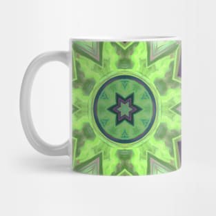 Mosaic Kaleidoscope Flower Green Purple and Yellow Mug